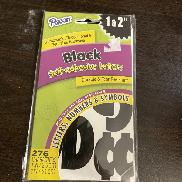 Pacon Self-Adhesive Letters, Classic Font, 1 and 2, Black - 276 Characters