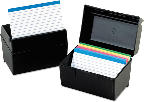 Oxford Plastic Index Card Boxes, 3 x 5, Black - 1 Pack
