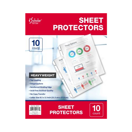 iScholar Poly Sheet Protectors, Top Loading, 8.5 x 11 - 10 Ct