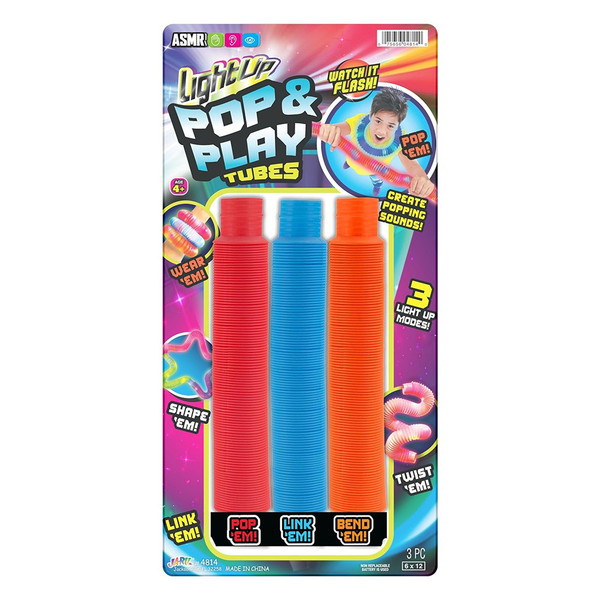 Ja-Ru Pop & Play Light-Up Tubes for Sensory Play - Ea