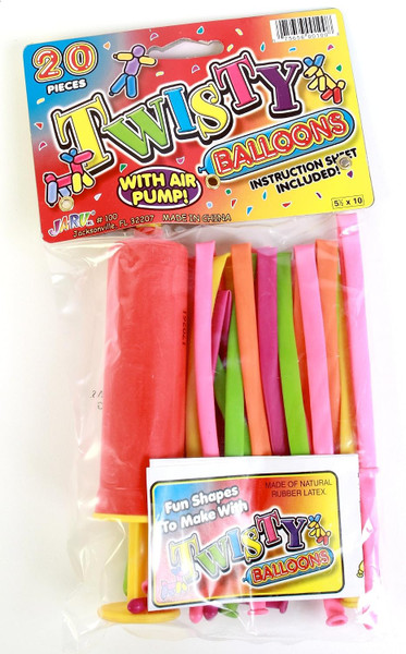 Ja-Ru Balloons Twisty W/Pump 5.5X10