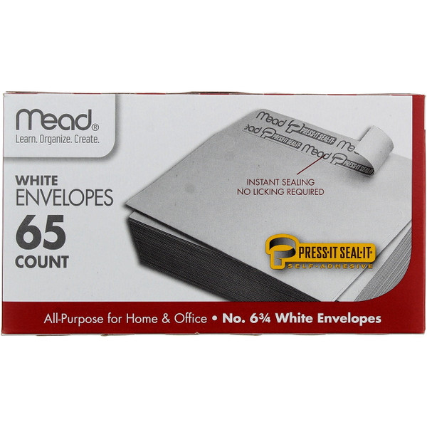 Mead Adhesive  White Envelope - 65 Ct