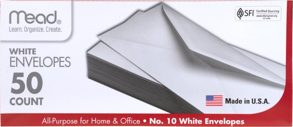 Mead #10 Envelopes, 4 1/4 x 9 1/2 - 50 ct