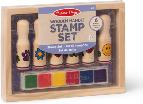 Melissa & Doug Happy Handles Wooden Stamp Set - 6 Ct
