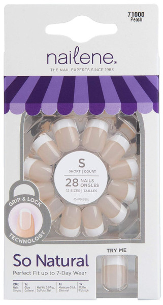 Nailene So Natural Short Artificial Nails French Peach - 28 Nails