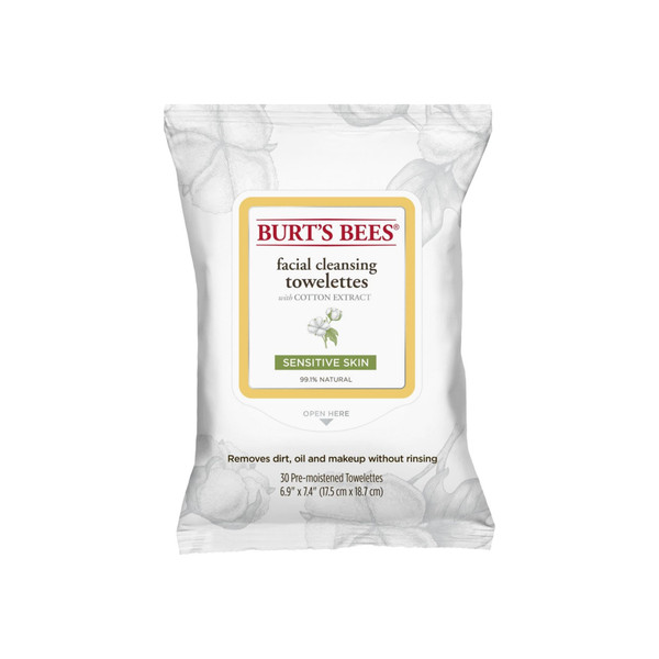 Burt'S Bees Sensitive Facial Cleansing Towelettes With Cotton Extract 30 Ea