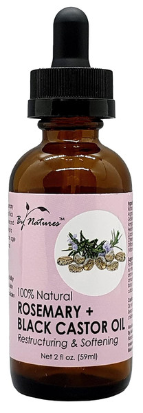 By Natures 100% Natural Rosemary + Black Castor Oil - 2 Fl Oz