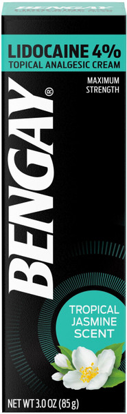Bengay Pain Relieving Lidocaine Cream Topical Analgesic, Tropical Jasmine Scent 3 Oz