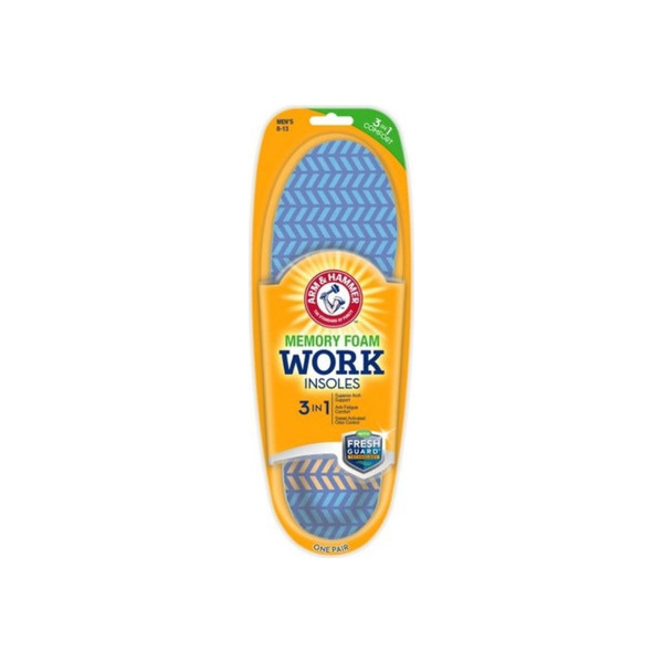 Arm & Hammer Memory Foam Work Insoles, Men'S Sizes 8-13, 1 Pair