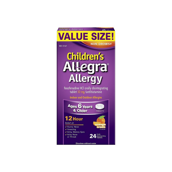Allegra Children'S Allergy 12 Hour Orally Disintegrating Tablets, Orange Cream Flavor 24 Ea