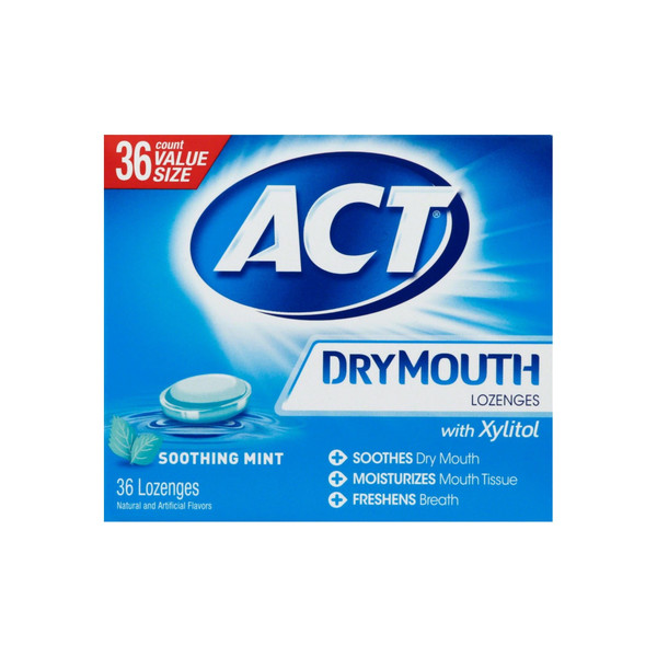 Act Dry Mouth Soothing Mint Lozenges 36 Ea