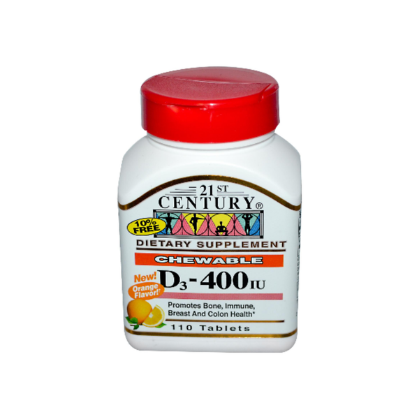 21St Century Chewable D3 400 Iu, Orange Flavor 110 Ea