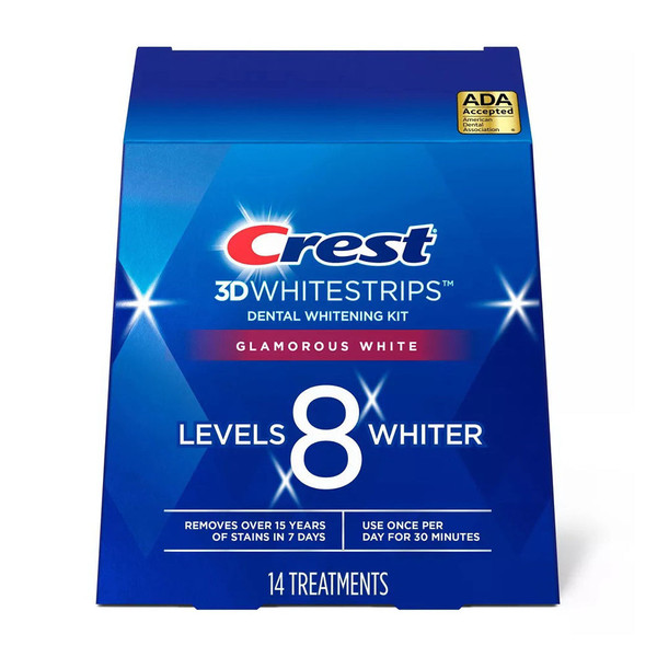 Crest 3D Whitestrips Supreme Bright Boost Teeth Whitening Strips, 8 Levels Whiter, 7 Treatments, 14 Count