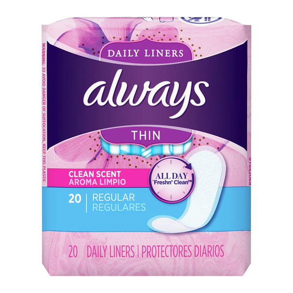 Always Scented Regular Thin Pantiliner - 20 Count Per Pack