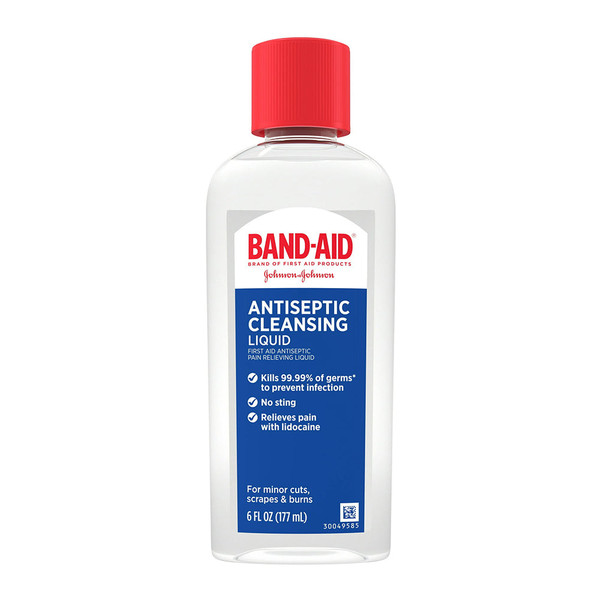 Band-Aid Brand Pain Relieving Antiseptic Cleansing Liquid, Lidocaine Hcl, 6 Fl. Oz