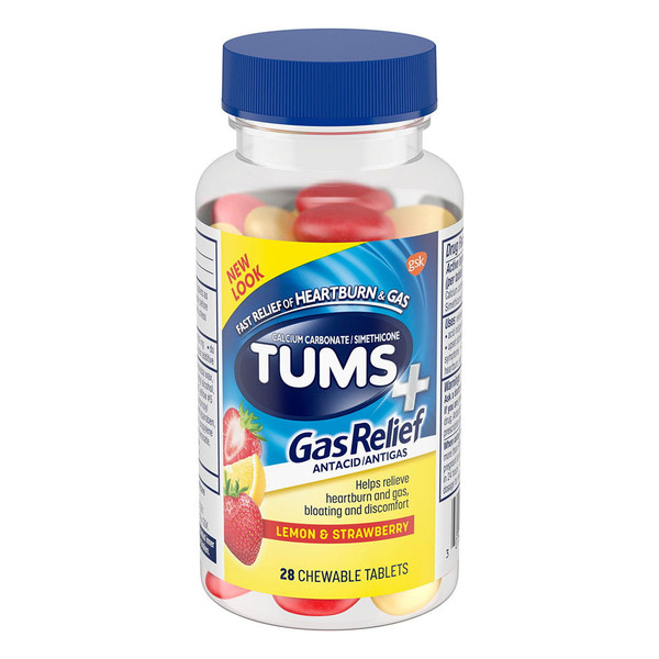 Tums Chewy Bites Gas Relief ,Lemon And Strawberry 28 Count