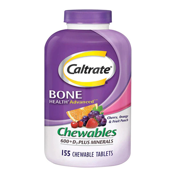 Caltrate Chewables 600 Plus D3 Plus Minerals Calcium Vitamin D Supplement, 155 Count