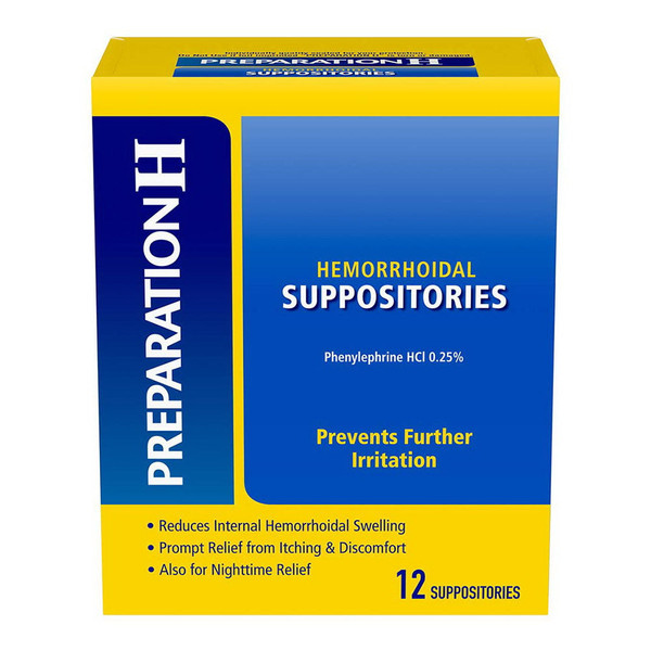 Preparation H Hemorrhoid Suppositories For Itching And Discomfort Relief - 12 Count
