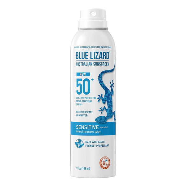 Blue Lizard Mineral Sunscreen Sensitive Spf 50+ Spray, 5 Ounce
