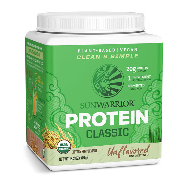 Sunwarrior, 100% Organic Protein Classic Natural, 1 Each, 375 Gr