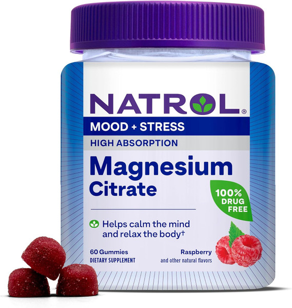 Natrol Mood + Stress Magnesium Citrate 330Mg, Dietary Supplement For Mood And Occasional Stress Support, 60 Ct