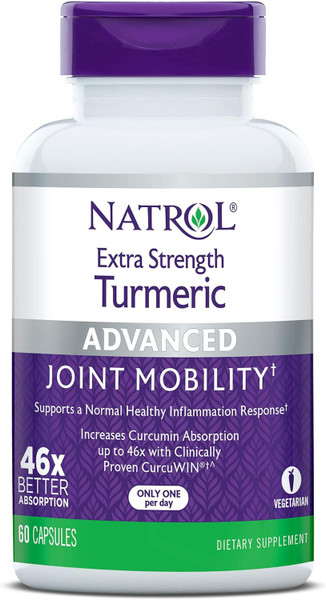 Natrol Extra Strength Turmeric Capsules, Supports Cellular, Inflamatory, Heart, Joint And Brain Health, 60 Ct