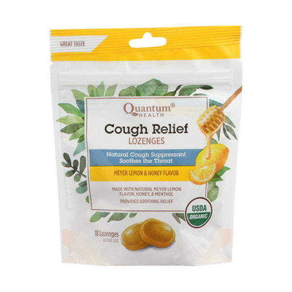 Quantum Health, Research Organic Cough Relief Lozenges Meyer Lemon & Honey, 1 Each, 18 Ct