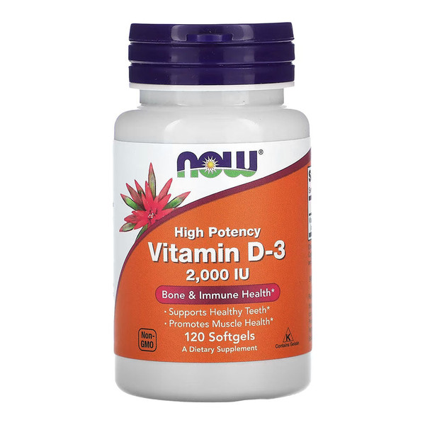 Now Foods, Vitamin D3 2000 Iu Soft Gels Dietary Supplement Bottle, 1 Each, 120 Sgel