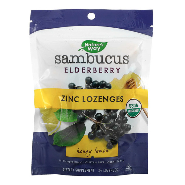 Nature'S Way, Dietary Supplement Sambucus Zinc Lozenges Honey Lemon, 1 Each, 24 Ct