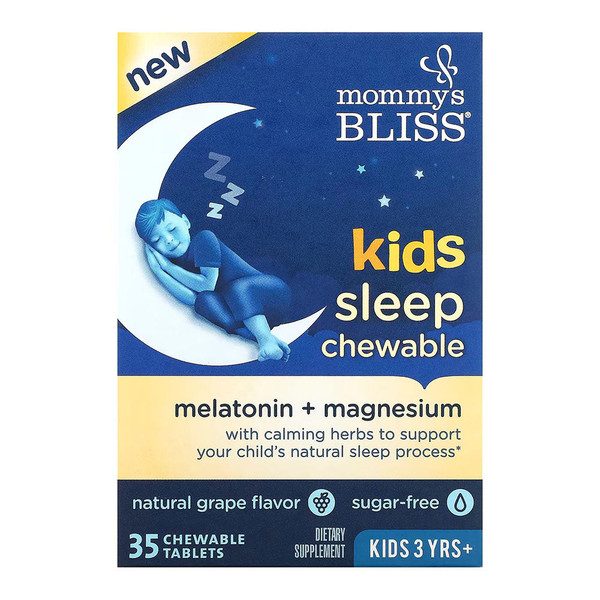Mommy'S Bliss, Kids Sleep Chewable Melatonin And Magnesium Grape Dietary Supplement Bottle, 1 Each,