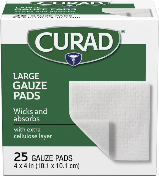 Curad Pro-Gauze Sterile Pads, 4" X, 4", 25 Count