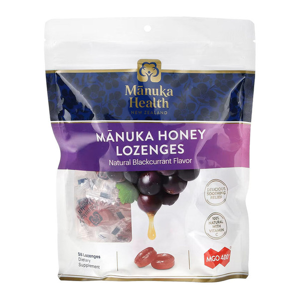 Manuka Health Honey Lozenges, Natural Blackcurrant - 58 Lozenges