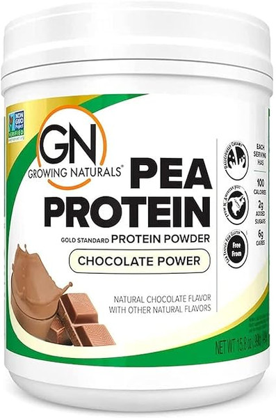Growing Naturals, Pea Protein Powder Chocolate Power, 1 Each, 15.8 Oz