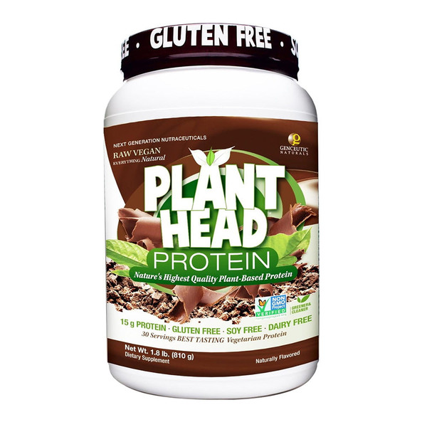 Genceutic Naturals, Plant Head Protein Chocolate, 1 Each, 1.8 Lb