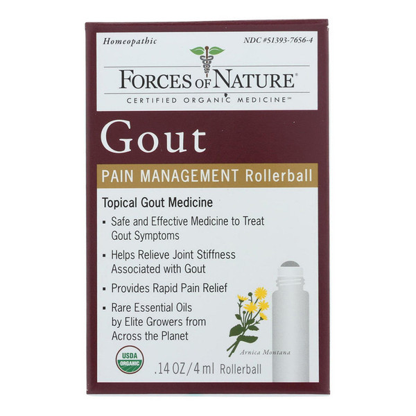 Forces Of Nature, Organic Topical Gout Pain Management Rollerball, 1 Each, 4 Ml