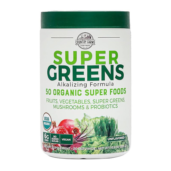 Country Farms, Super Greens Powder Unflavored, 1 Each, 10.6 Oz