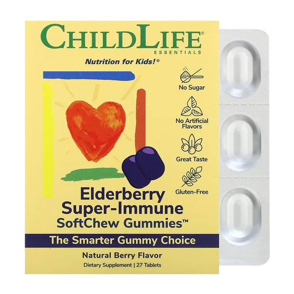 Childlife Essentials, Elderberry Super-Immune Softchew Gummies, 1 Each, 27 Tab