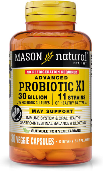 Mason Natural Advanced Probiotic Dual Action Formula, For Healthy Digestion, 30Ct