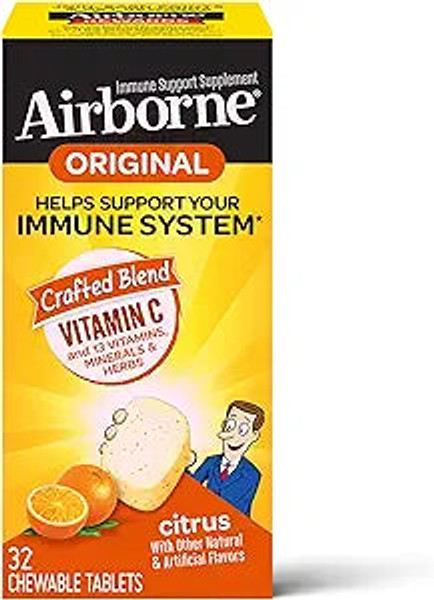 Airborne, Immune Support Supplement Citrus Chewable Tablets, 1 Each, 32 Ct