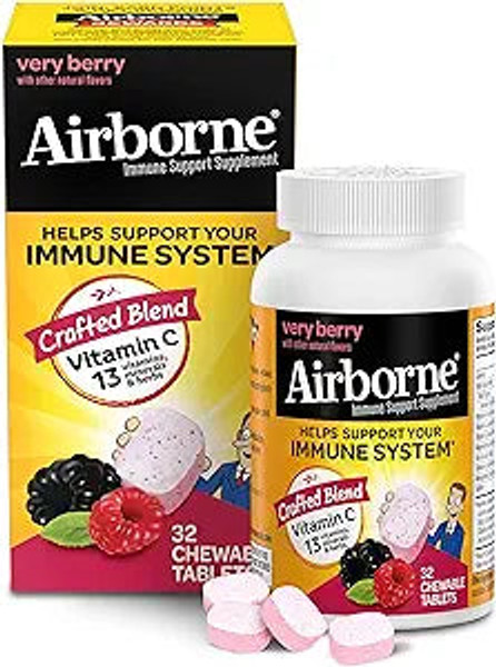 Airborne, Chewable Tablets With Vitamin C Berry 32 Tablets, 1 Each, 32 Ct