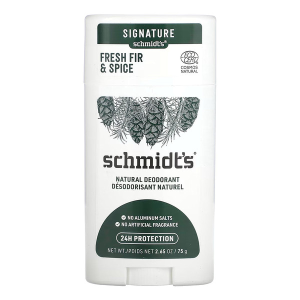 Schmidt'S, Aluminum Free Natural Deodorant Fresh Fir And Spice, 1 Each, 2.65 Oz