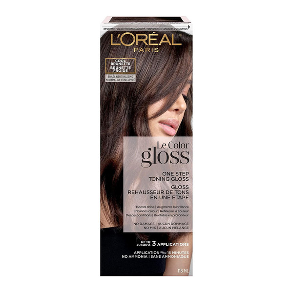 L'Oreal Paris Le Color One Step Toning Hair Gloss, Cool Brunette, 4 Ounce