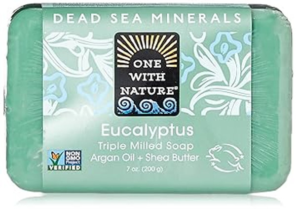 One With Nature, Dead Sea Minerals Eucalyptus Triple Milled Bar Soap With Argan Oil And Shea Butter,