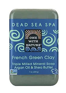 One With Nature, Dead Sea Spa French Green Clay Triple Milled Mineral Bar Soap With Argan Oil And Sh