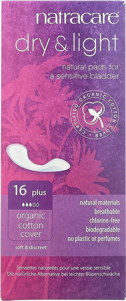 Natracare, Pads Dry And Light Plus, 1 Each, 16 Ct