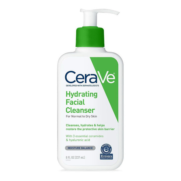Cerave Hydrating Facial Cleanser Moisturizing Non-Foaming Face Wash , 8 Oz