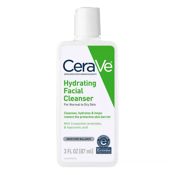 CeraVe Face Wash, Hydrating Facial Cleanser for Normal to Dry Skin - 3 Oz