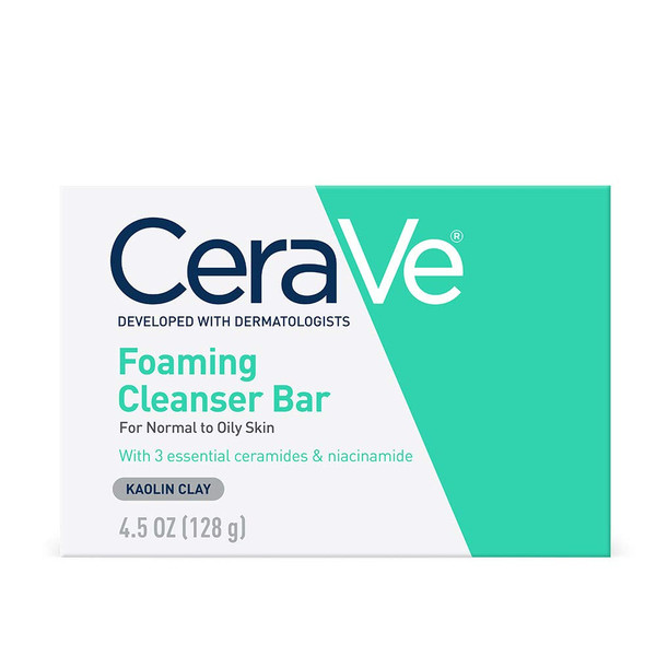 Cerave Foaming Soap-Free Body And Face Cleanser Bar For Oily Skin ,4.5 Oz