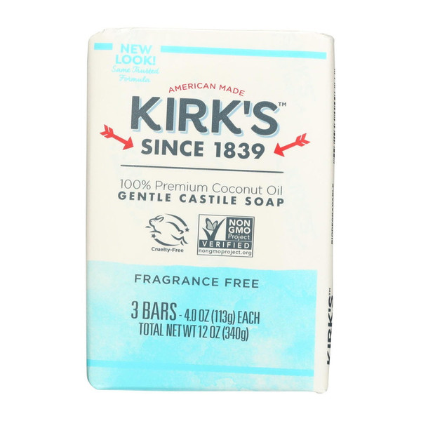 Kirks Natural Soap Bar Coco Castile Fragrance Free - 4 Oz