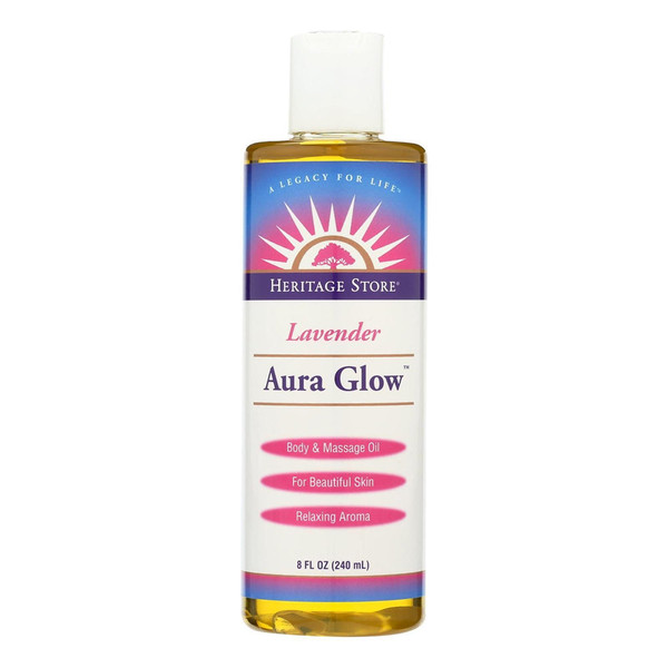 Heritage, Aura Glow Lavender Body & Massage Oil, 1 Each, 8 Oz